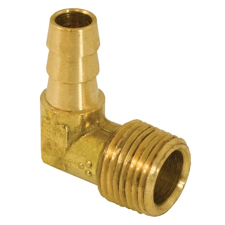 Jones Stephens 5/16in. x 1/4in. Brass Hose Barb x MIP 90Deg. Elbow G27054